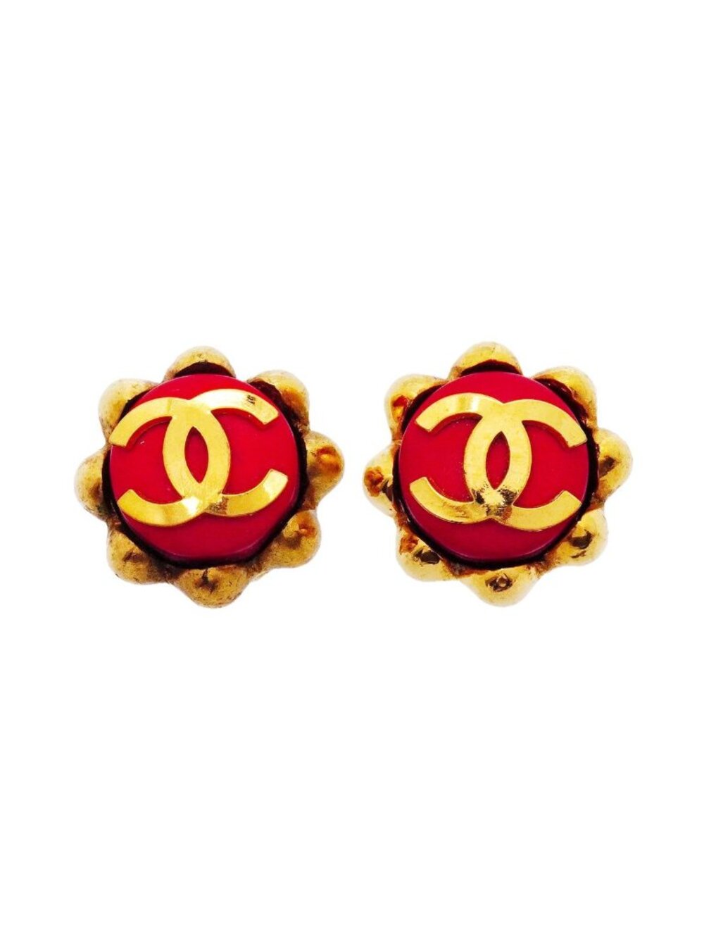 Chanel Earrings Vintage CC Logo Gold Plated